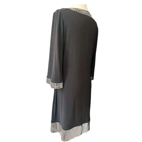 Tiana B - Embellished Black Cocktail Shift Dress with Silver Accent - Size Large - Picture 2 of 7